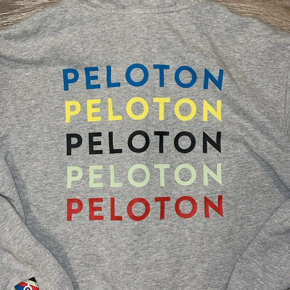 Peloton Hoodie Womens small Gray Full Zip Sweatshirt Multicolor Graphic - Picture 2 of 6